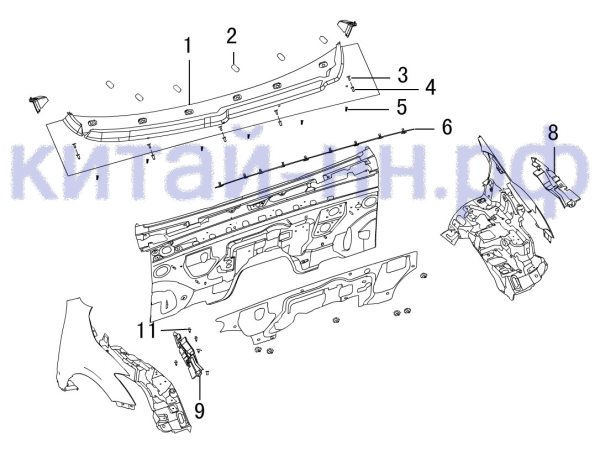 Накладка панели стеклоочистителя GREAT WALL Hover H5 (бензин)